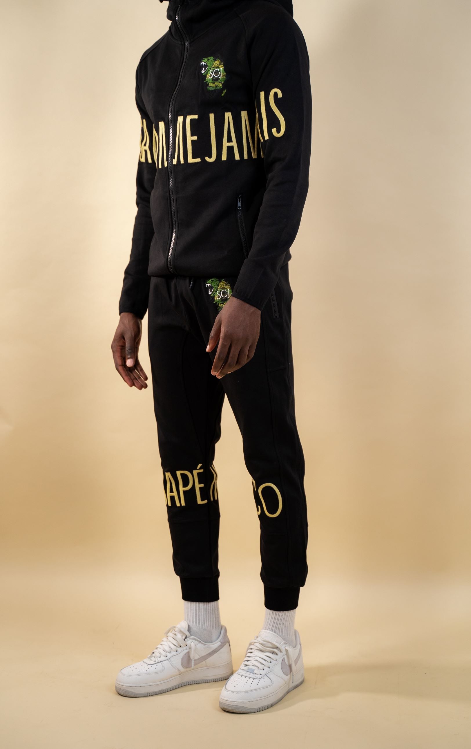 SCJ Noir and Gold Sports-Luxe Tracksuit