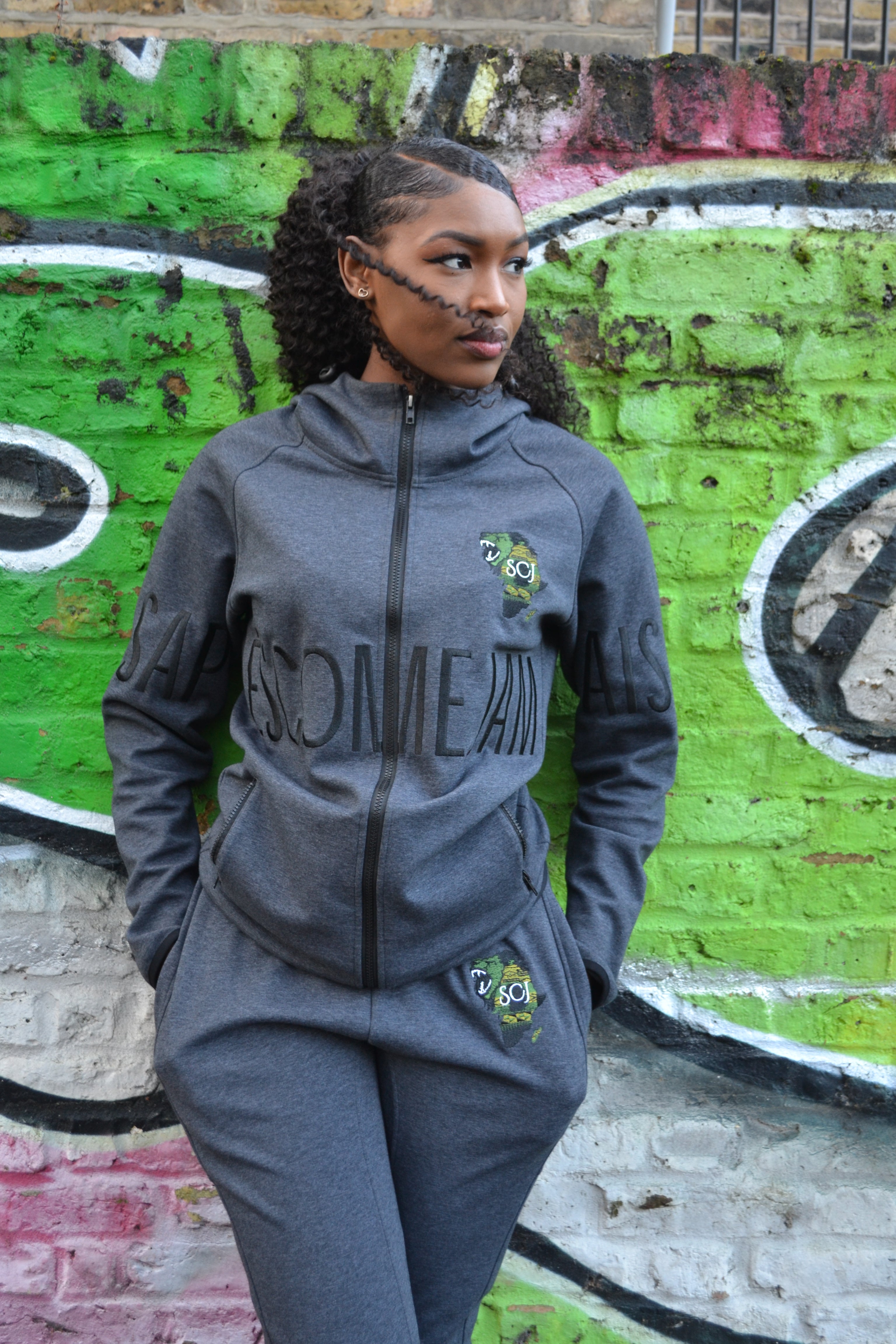SCJ Gris and Noir Sports-Luxe Tracksuit